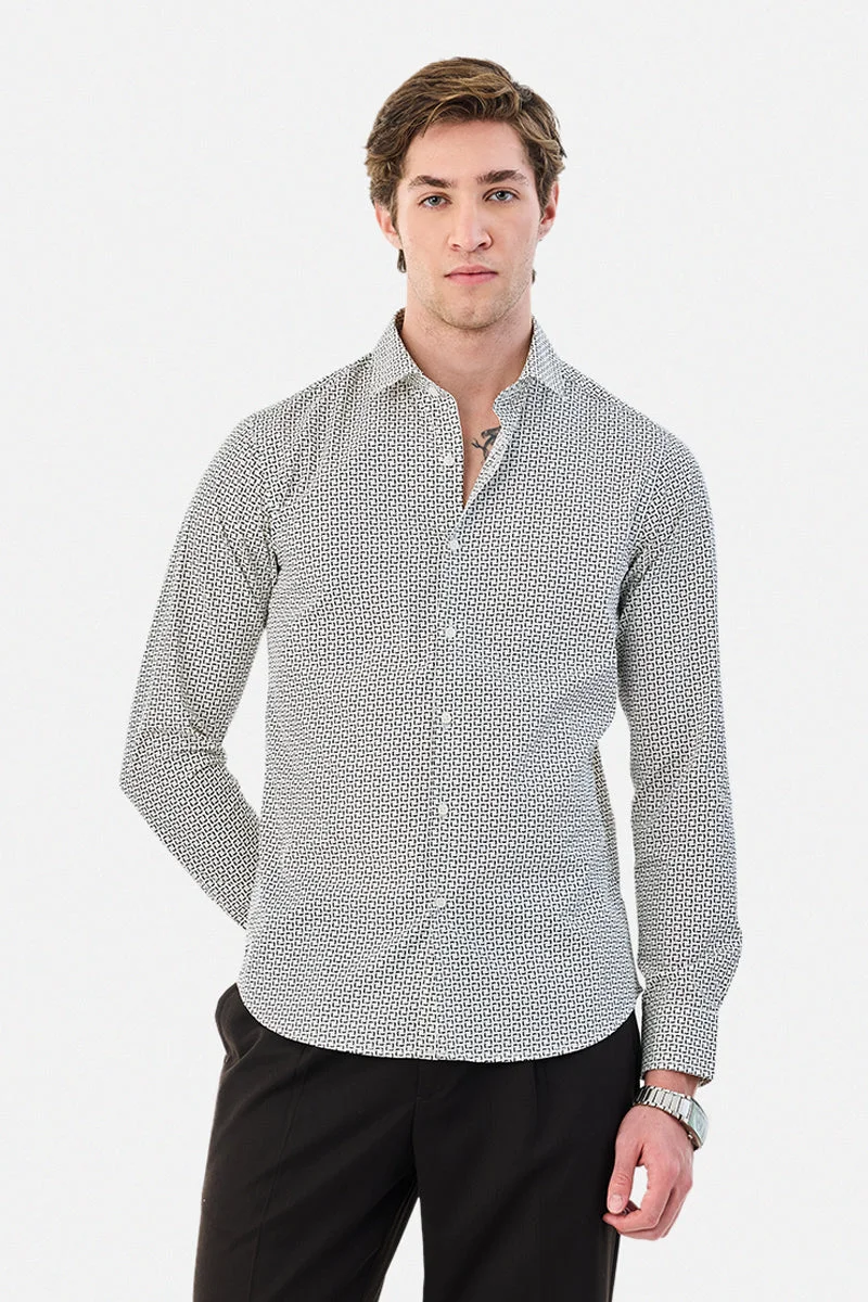 سنيتش Slim Fit Geometric Shirt